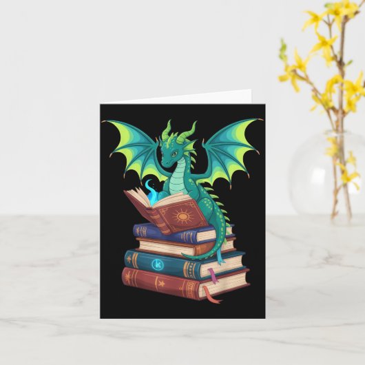 Carte Dragon Reading Books Fantasy Lovers Mythical Creat (Fleur jaune)
