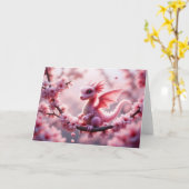 Carte Dragon rose en fleurs (Fleur jaune)