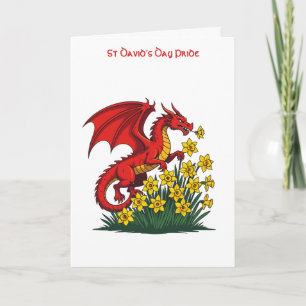 Carte Dragon Rouge Chargeant à Travers les Jonquilles