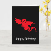 Carte Dragon rouge sur noir Joyeux anniversaire (Fleur jaune)