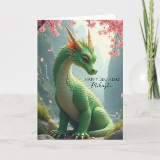 Carte Dragon Vert Personnalisé Anniversaire
