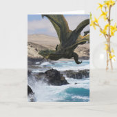 Carte Dragon vert sur la côte (Fleur jaune)