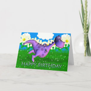 Carte Dragon violet dansant dans la Garden Birthday Card