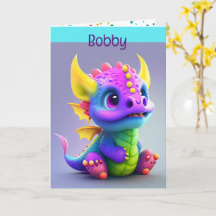 Carte Dragon Young Child Birday ajouter Nom et signature