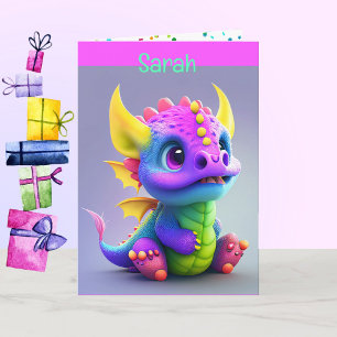 Carte Dragon Young Child Birthday ajouter nom et signatu
