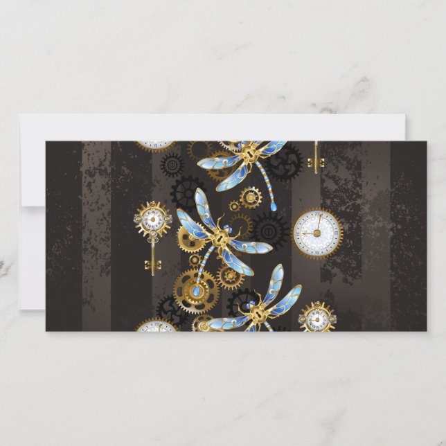 Carte Dragonflies de Steampunk sur arrière - plan rayé b (Devant)