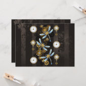 Carte Dragonflies de Steampunk sur arrière - plan rayé b (Devant/Arrière en situation)