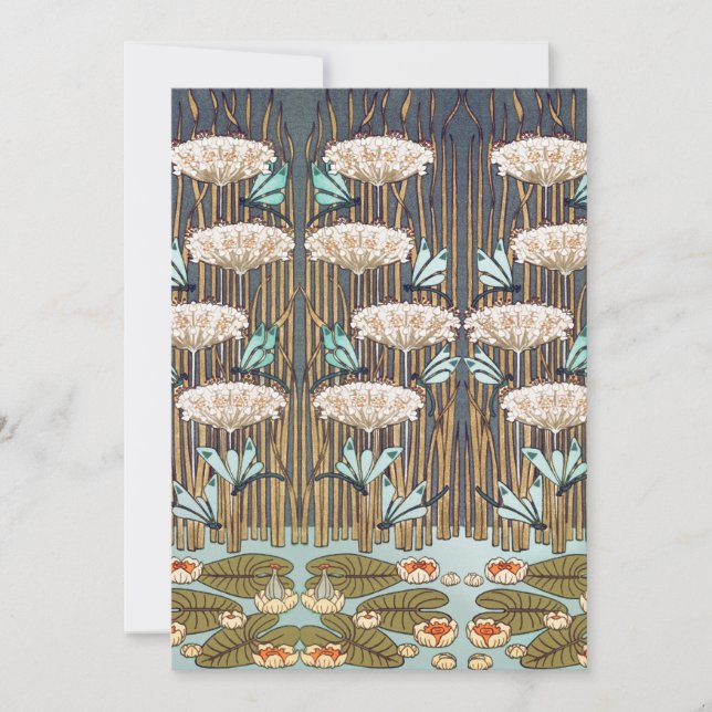 Carte Dragonflies Water Lilies Marais Art Nouveau (Devant)