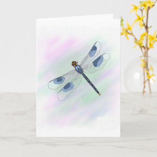 Carte Dragonfly avec poème (Fleur jaune)