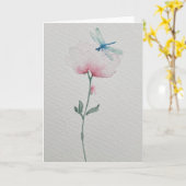 Carte Dragonfly sur la peinture à l'aquarelle de fleur (Fleur jaune)