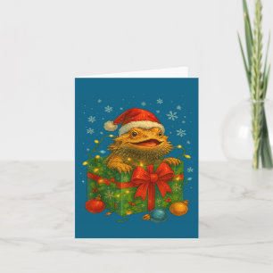 Carte Dragons barbus drôles de Père Noël Guirlandes de N