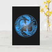 Carte Dragons, bleu et noir de Yin Yang (Fleur jaune)