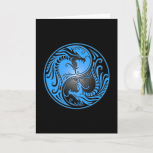 Carte Dragons, bleu et noir de Yin Yang