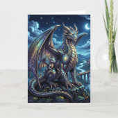 Carte Dragons Célestes au Clair de Lune | Joyeux Anniver (Devant)