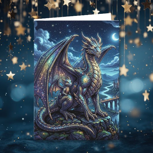 Carte Dragons Célestes au Clair de Lune | Joyeux Anniver