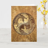 Carte Dragons en pierre de Yin Yang (Fleur jaune)
