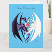 Carte Dragons Love Heart Blue (Devant)