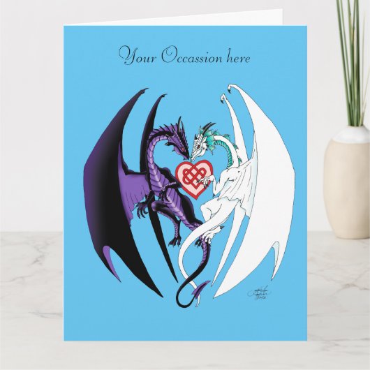 Carte Dragons Love Heart Blue (Devant)