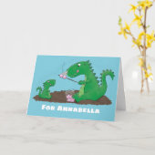 Carte Dragons mignons faisant rôtir des marshmallows en (Fleur jaune)