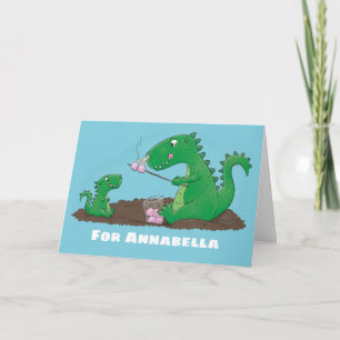 Carte Dragons mignons faisant rôtir des marshmallows en