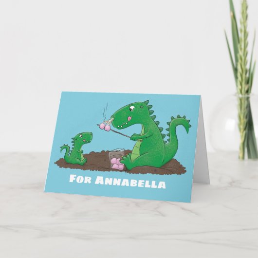 Carte Dragons mignons faisant rôtir des marshmallows en (Devant)