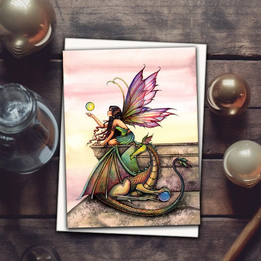 Carte Dragon's Orbs Fairy Art par Molly Harrison