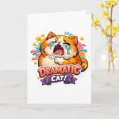 Carte Dramatic Cat Funny Crying Cartoon Art Reaction (Fleur jaune)