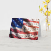 Carte Drapeau 4 juillet Américain Avec Notes Musicales (Fleur jaune)