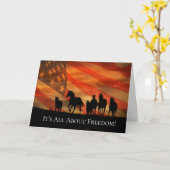 Carte Drapeau 4 juillet Liberté Patriotique Chevaux (Fleur jaune)