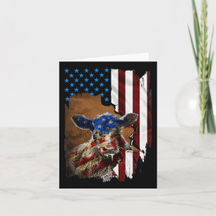 Carte Drapeau américain 4 juillet bovin visage drapeau