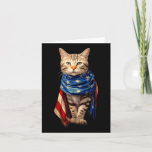Carte Drapeau Américain 4 juillet Chat Patriotique Homme