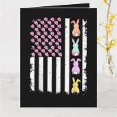 Carte Drapeau américain avec lapin pour le jour de Pâque (Fleur jaune)