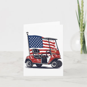 Carte Drapeau américain chariot de golf 4 juillet sport 