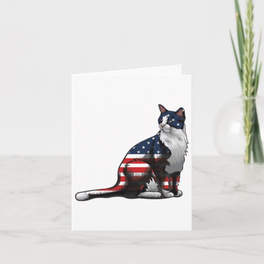 Carte Drapeau américain de chat 4 juillet mignonne patri (Devant)
