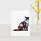 Carte Drapeau américain de chat 4 juillet mignonne patri (Fleur jaune)