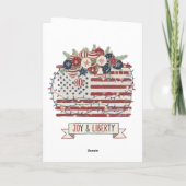 Carte Drapeau américain de Noël patriotique "Joie et Lib (Dos)