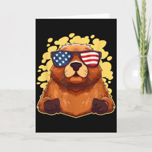 Carte Drapeau américain drôle de marmotte patriotique 4
