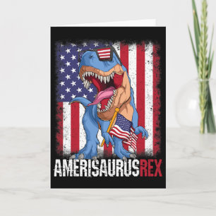 Carte Drapeau américain du 4 juillet Usa Dino Amerisauru