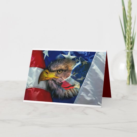 Carte Drapeau américain du loup d'aigle chauve (Devant)