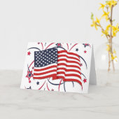 Carte Drapeau américain et feux d'artifice blanc à l'int (Fleur jaune)