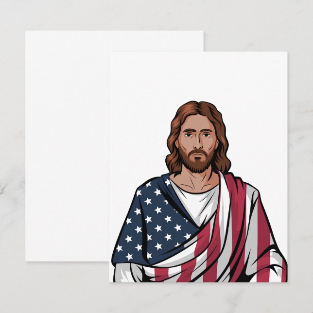 Carte Drapeau américain et Jésus (Devant / Derrière)