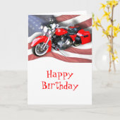 Carte Drapeau américain et vélo de tourisme rouge (Fleur jaune)