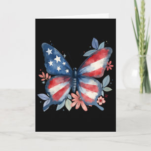 Carte Drapeau Américain Fleur Fleurie Papillon Usa 4 Jui