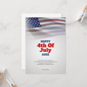 Carte Drapeau américain | Happy 4 juillet salutation (Devant/Arrière en situation)