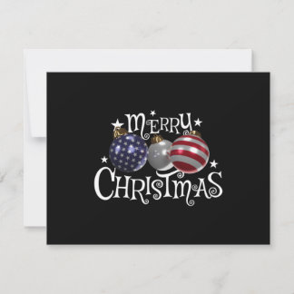 Carte Drapeau Américain Joyeux Noël Arbre Boules US Patr