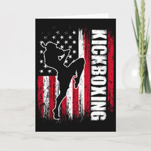 Carte Drapeau américain Kickboxing Fighter Kickboxer Mar
