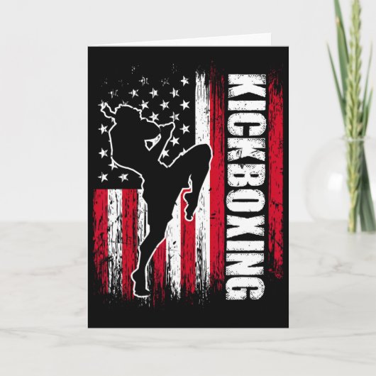 Carte Drapeau américain Kickboxing Fighter Kickboxer Mar (Devant)