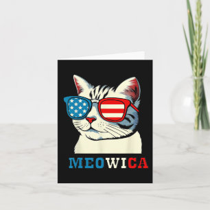 Carte Drapeau américain Meowica 4 juillet Chat Sungles