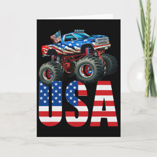 Carte Drapeau Américain Monster Truck 4 Juillet Course U