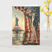 Carte Drapeau américain Oncle Sam Statue de la Liberté (Fleur jaune)